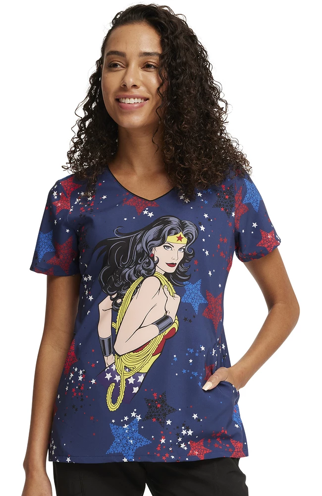 Cherokee Women's Hang With The Stars Print Scrub Top