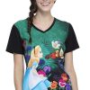 Cherokee Clearance Women's Wonderland Alice Print Scrub Top -Silverts-shop 1 ck tf627 printclearancealw 650