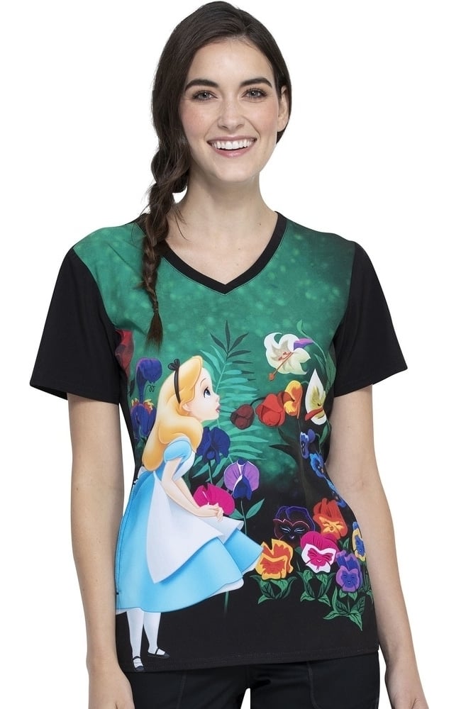 Clearance Women's Wonderland Alice Print Scrub Top Cherokee Clearance Women's Wonderland Alice Print Scrub Top -Silverts-shop 1 ck tf627 printclearancealw 650