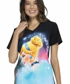 Cherokee Clearance Women's Cinderella Dream Print Scrub Top