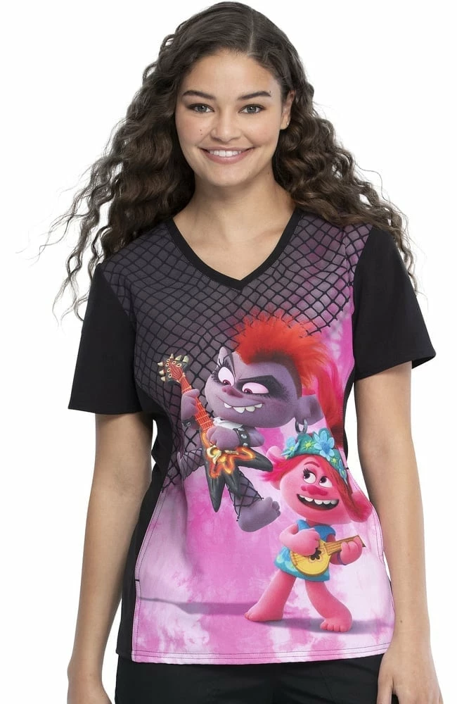 Cherokee Clearance Women's Battle Of The Bands Print Scrub Top