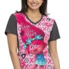 Cherokee Clearance Women's Love Is In The Hair Print Scrub Top -Silverts-shop 1 ck tf627 printclearancetoi 650