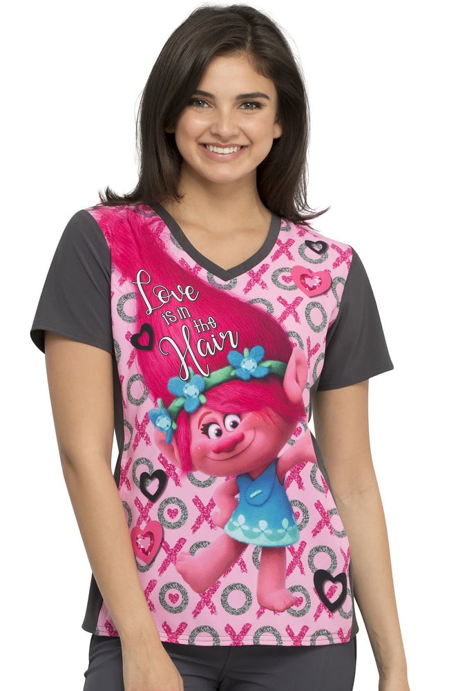 Clearance Women's Love Is In The Hair Print Scrub Top Cherokee Clearance Women's Love Is In The Hair Print Scrub Top -Silverts-shop 1 ck tf627 printclearancetoi 650