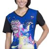 Cherokee Clearance Women's V-Neck Knit Panel Trolls Print Scrub Top 1 Cherokee Clearance Women's V-Neck Knit Panel Trolls Print Scrub Top -Silverts-shop 1 ck tf627 printclearancetot 650
