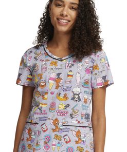 Cherokee Women's Yum Yum Yummy Print Scrub Top