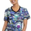 Cherokee Clearance Women's Midnight Pumpkin Print Scrub Top 1 Cherokee Clearance Women's Midnight Pumpkin Print Scrub Top -Silverts-shop 1 ck tf636 printclearancepnm 650