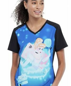 Cherokee Clearance Women's Dont Be Late Print Scrub Top