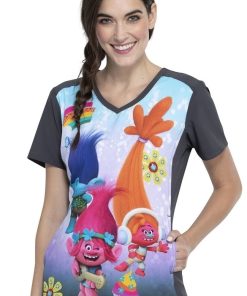 Cherokee Clearance Women's Musical Genius Print Scrub Top