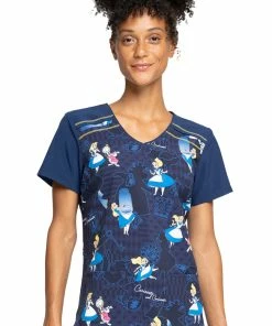 Cherokee Clearance Women's Curious Events Print Scrub Top