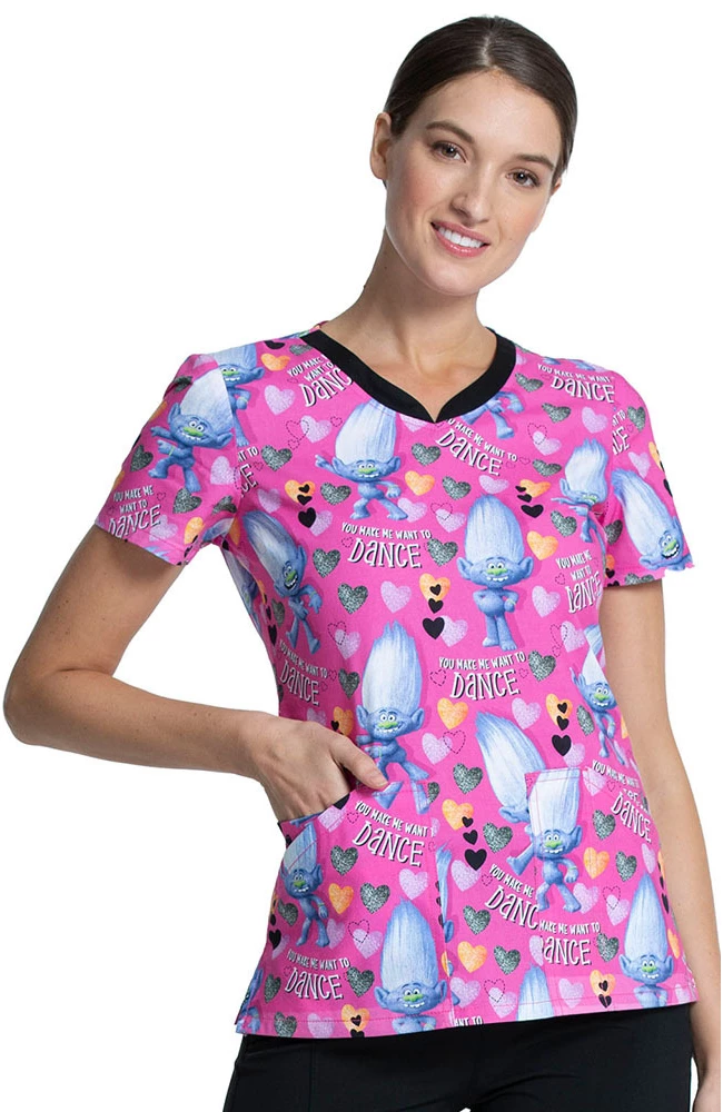 Cherokee Clearance Women's Diamond Dance Print Scrub Top