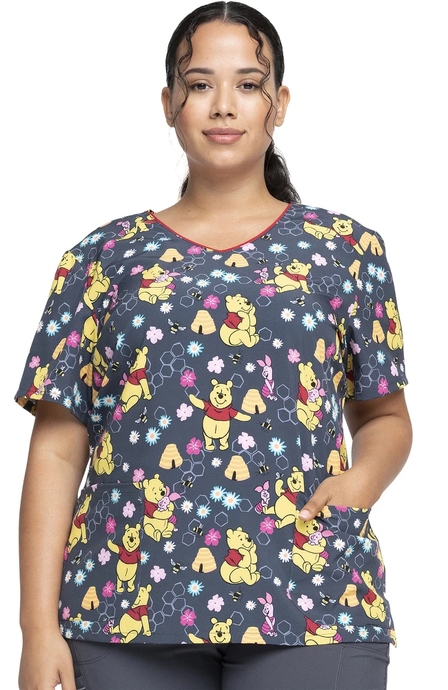 Cherokee Clearance Women's Bee's Knees Print Scrub Top