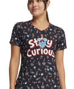 Cherokee Women's Inquiring Minds Print Scrub Top