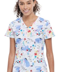 Cherokee Clearance Women's Be Eeyore Print Scrub Top