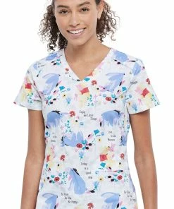 Cherokee Clearance Women's Be Eeyore Print Scrub Top