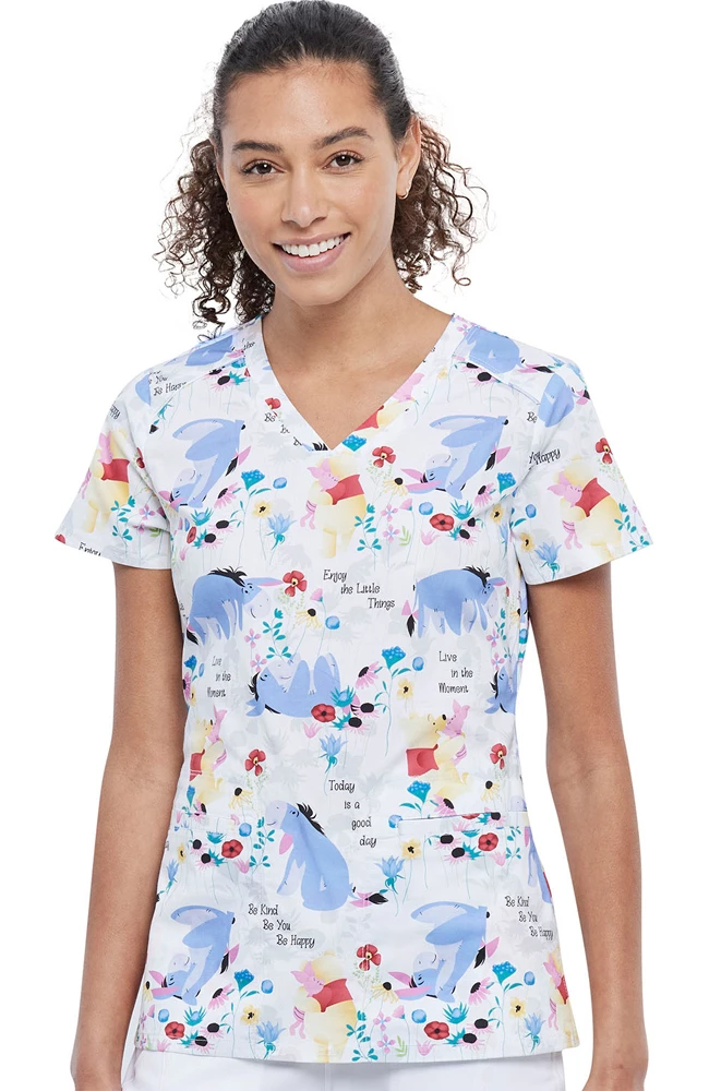 Cherokee Clearance Women's Be Eeyore Print Scrub Top