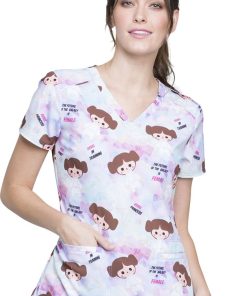 Cherokee Clearance Women's V-Neck Star Wars Print Scrub Top