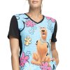Cherokee Clearance Women's Scooby Sunshine Print Scrub Top -Silverts-shop 1 ck tf678 printclearancesdi 650