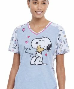 Cherokee Clearance Women's Free Hugs Print Scrub Top