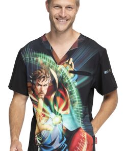 Cherokee Clearance Men's Doctor Strange Print Scrub Top