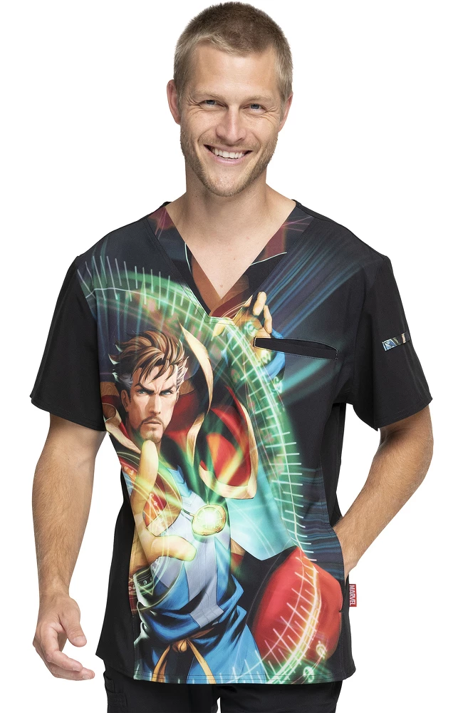 Cherokee Clearance Men's Doctor Strange Print Scrub Top