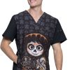 Cherokee Clearance Men's V-Neck Disney Pixar Coco Print Scrub Top -Silverts-shop 1 ck tf700 printclearancecco 650
