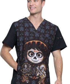Cherokee Clearance Men's V-Neck Disney Pixar Coco Print Scrub Top
