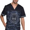 Cherokee Clearance Men's V-Neck Black Panther Print Scrub Top -Silverts-shop 1 ck tf707 printclearancemww 650