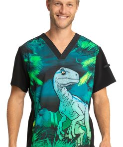 Cherokee Clearance Men's Jungle Nights Print Scrub Top
