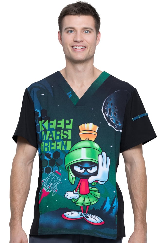 Clearance Men's V-Neck Keep Mars Green Print Scrub Top Cherokee Clearance Men's V-Neck Keep Mars Green Print Scrub Top -Silverts-shop 1 ck tf708 printclearanceltm 650