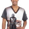 Cherokee Clearance Men's Mandalorian Print Scrub Top 2 Cherokee Clearance Men's Mandalorian Print Scrub Top -Silverts-shop 1 ck tf708 printclearancemdl 650