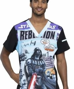Cherokee Clearance Men's Rebellion Print Scrub Top