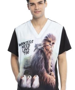 Cherokee Clearance Men's Chewie Print Scrub Top
