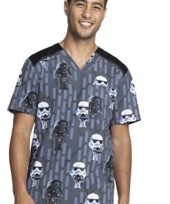 Cherokee Clearance Men's Chibi Empire Print Scrub Top
