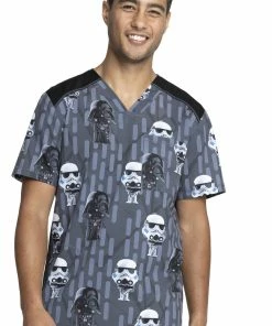 Cherokee Clearance Men's Chibi Empire Print Scrub Top