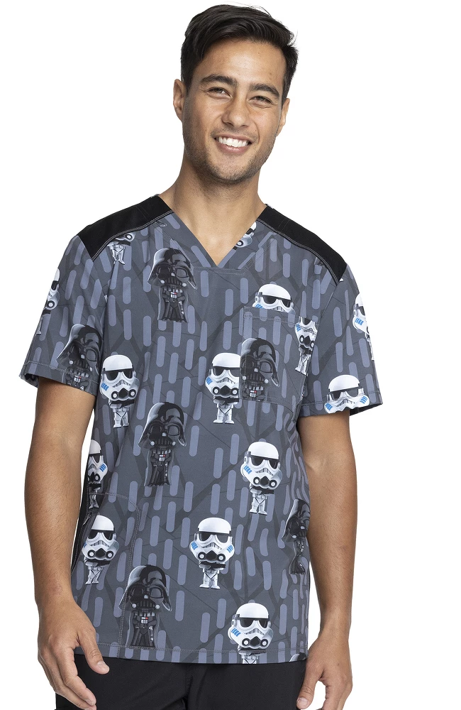 Cherokee Clearance Men's Chibi Empire Print Scrub Top