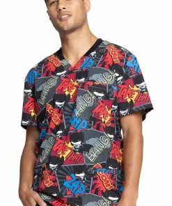 Cherokee Clearance Men's Zap Print Scrub Top