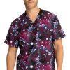 Cherokee Clearance Men's Metallic Mickey Print Scrub Top -Silverts-shop 1 ck tf730 printclearancekei 650