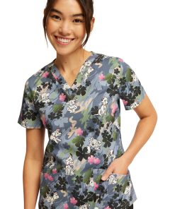 Cherokee Women's Plain Sight Puppies Print Scrub Top