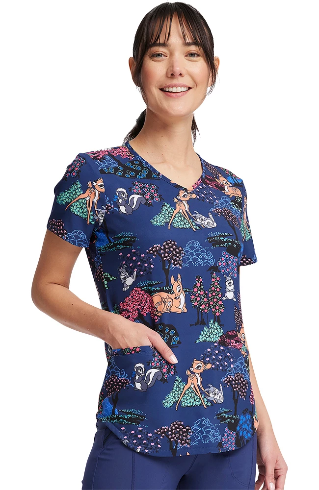 Cherokee Women's Meadow Frolic Print Scrub Top