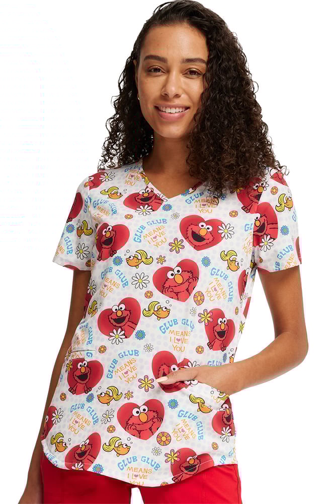 Women's Glub Glub Print Scrub Top Cherokee Women's Glub Glub Print Scrub Top -Silverts-shop 1 ck tf737 printswg 650