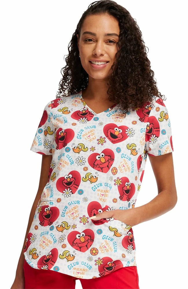 Cherokee Women's Glub Glub Print Scrub Top