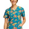 Cherokee Women's Pizza My Heart Alien Print Scrub Top 1 Cherokee Women's Pizza My Heart Alien Print Scrub Top -Silverts-shop 1 ck tf738 printtsz 650