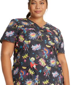 Cherokee Clearance Women's Girls Have The Power Print Scrub Top