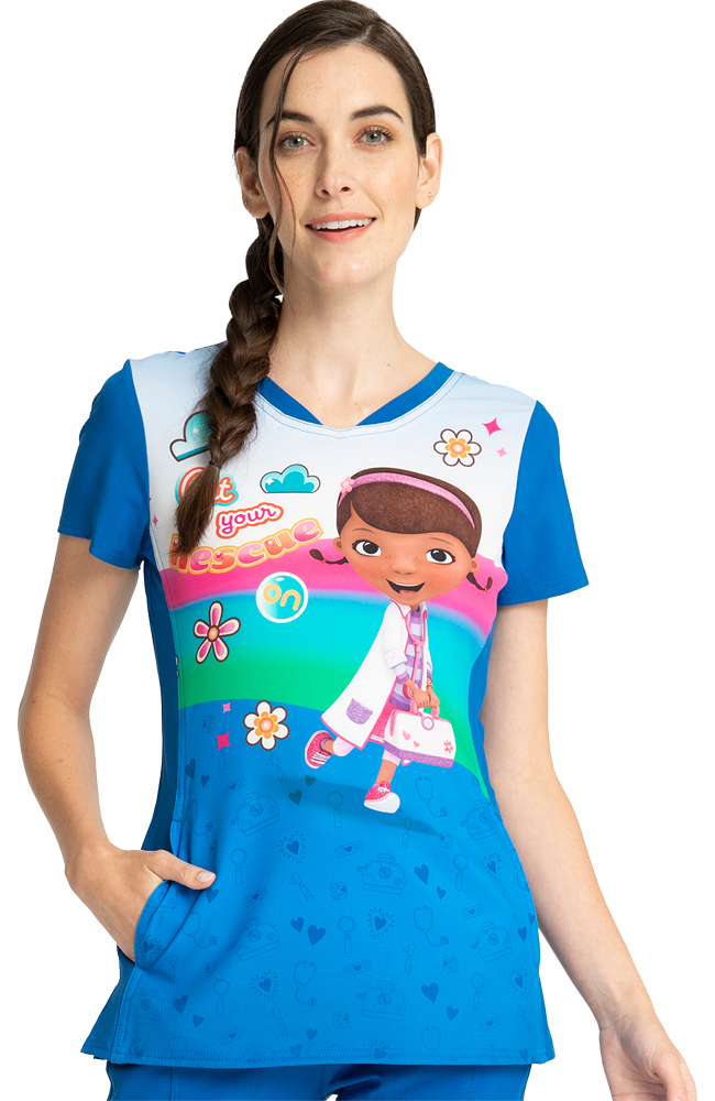 Clearance Women's To The Rescue Print Scrub Top Cherokee Clearance Women's To The Rescue Print Scrub Top -Silverts-shop 1 ck tf749 printclearancedct 650