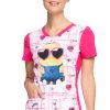 Cherokee Clearance Women's Smitten Minion Print Scrub Top -Silverts-shop 1 ck tf757 printclearancedps 650