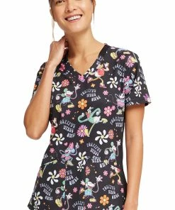 Cherokee Women's Positive Vibes Print Scrub Top