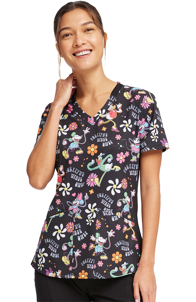 Women's Positive Vibes Print Scrub Top Cherokee Women's Positive Vibes Print Scrub Top -Silverts-shop 1 ck tf764 printmkp 650