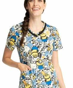 Cherokee Clearance Women's Love Makes Me Happy Print Scrub Top