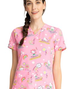 Cherokee Clearance Women's Hello Kitty Sunshine Print Scrub Top