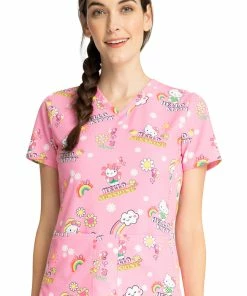 Cherokee Clearance Women's Hello Kitty Sunshine Print Scrub Top